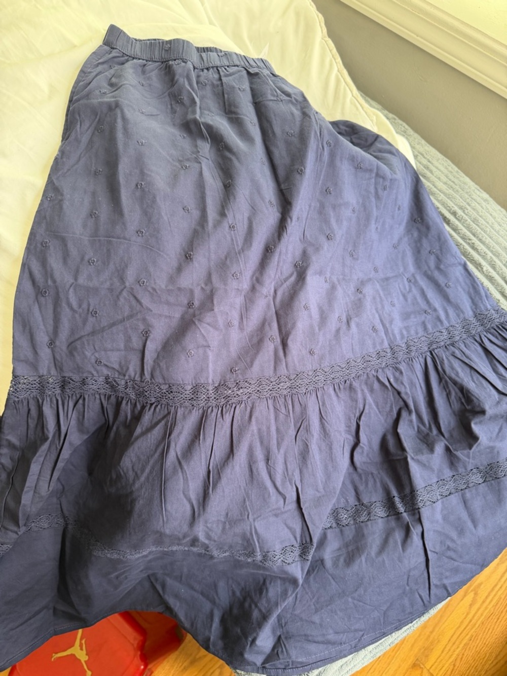 Navy Relaxed Tiered Maxi Skirt - Picture 5 of 5
